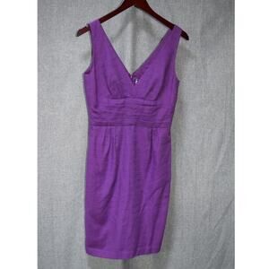 Trina Turk Purple Textured Cotton V-Neck Sheath Dress Size 8